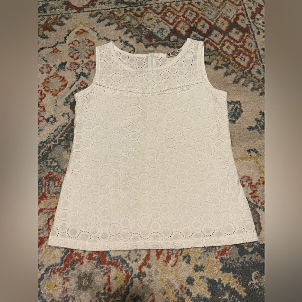 Belle Eyelet Lace Tank Top Blouse Juniors Medium